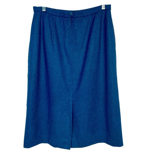 Vintage Pendleton 100% Virgin Wool 2-Piece Midi Skirt Suit Set Blue Blazer 8/12 - Picture 7 of 16